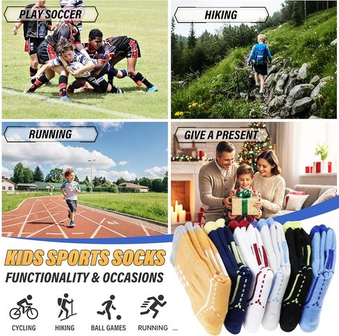 ANTSANG Kids Boys Girls Cotton Crew Socks Youth Teen Athletic Sport Basketball Breathable Soft Socks 6 Pairs in Kuwait