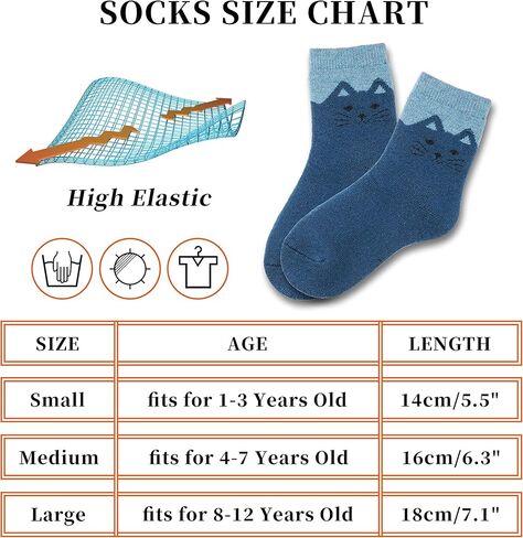 LANLEO Kids Wool Socks For Toddlers Boys Girls Hiking Winter Warm Cozy Thick Heavy Thermal Crew Boot Socks 6 Pairs in Kuwait