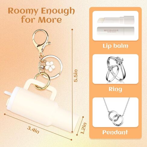 4pcs Mini Tumbler Keychain for Stanley Cup Chapstick Lip Balm Holder Key Chain Charms for Women Purse Handbag in Saudi Arabia