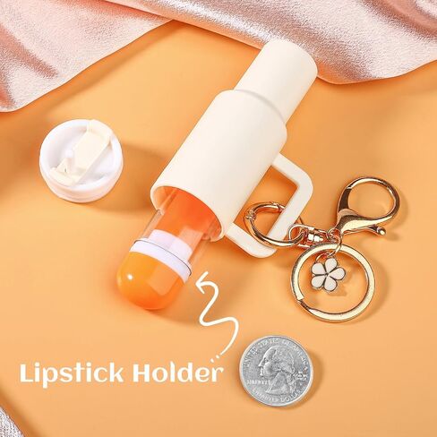 4pcs Mini Tumbler Keychain for Stanley Cup Chapstick Lip Balm Holder Key Chain Charms for Women Purse Handbag in Saudi Arabia