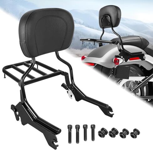 مسند الظهر المستقيم للركاب الخلفي سيسي بار مع وسادة مسند الظهر ومجموعة أدوات الإرساء المتوافقة مع 2018-UP Softail Fat Boy FLFB 114 FLFBS Breakout FXBR 114 FXBRS in Kuwait