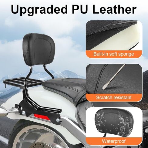 مسند الظهر المستقيم للركاب الخلفي سيسي بار مع وسادة مسند الظهر ومجموعة أدوات الإرساء المتوافقة مع 2018-UP Softail Fat Boy FLFB 114 FLFBS Breakout FXBR 114 FXBRS in Kuwait