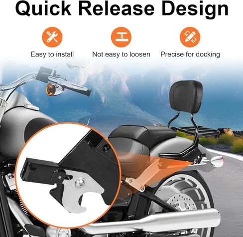 مسند الظهر المستقيم للركاب الخلفي سيسي بار مع وسادة مسند الظهر ومجموعة أدوات الإرساء المتوافقة مع 2018-UP Softail Fat Boy FLFB 114 FLFBS Breakout FXBR 114 FXBRS in Kuwait