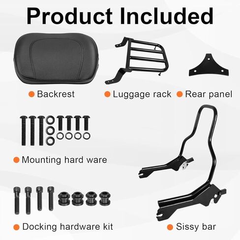 مسند الظهر المستقيم للركاب الخلفي سيسي بار مع وسادة مسند الظهر ومجموعة أدوات الإرساء المتوافقة مع 2018-UP Softail Fat Boy FLFB 114 FLFBS Breakout FXBR 114 FXBRS in Kuwait
