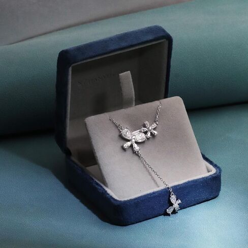 3Ct Moissanite Pendant Necklace for Women, 18 inch DF Color VVS Lab Created Diamond Engagement Necklace with Blossoms Charm, Sterling Silver Y Necklace with 18K White Gold Plated in Saudi Arabia