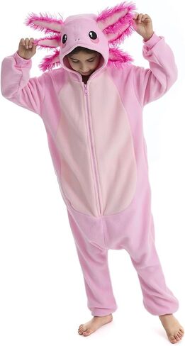 OGU' DEAL Kid's Pink Animal Onesie Costume Halloween Party Cosplay One Piece Jumpsuits Fleece Sleepwear for Girls in Kuwait