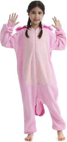 OGU' DEAL Kid's Pink Animal Onesie Costume Halloween Party Cosplay One Piece Jumpsuits Fleece Sleepwear for Girls in Kuwait