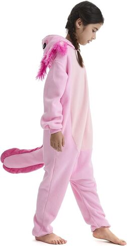 OGU' DEAL Kid's Pink Animal Onesie Costume Halloween Party Cosplay One Piece Jumpsuits Fleece Sleepwear for Girls in Kuwait