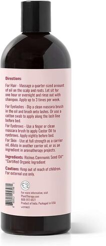 Plant Therapy Castor Oil USDA Organic Cold Pressed 100% Pure Hexane Free 16 oz Conditioning & Healing, For Dry Skin, Hair Growth - Skin, Hair Care, Eyelashes in Saudi Arabia