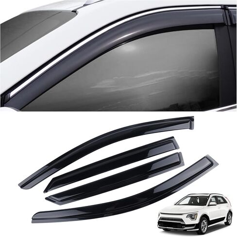 4 قطع من واقيات المطر شديدة المتانة تناسب سيارات كيا نيرو 2023-2025، عاكسات النوافذ، أقنعة النوافذ (أسود دخاني) in Kuwait