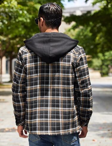 COOFANDY Men's Flannel Shirt Jacket Warm Quilted Lined Hooded Long Sleeve Plaid Shirt Jackets in Saudi Arabia