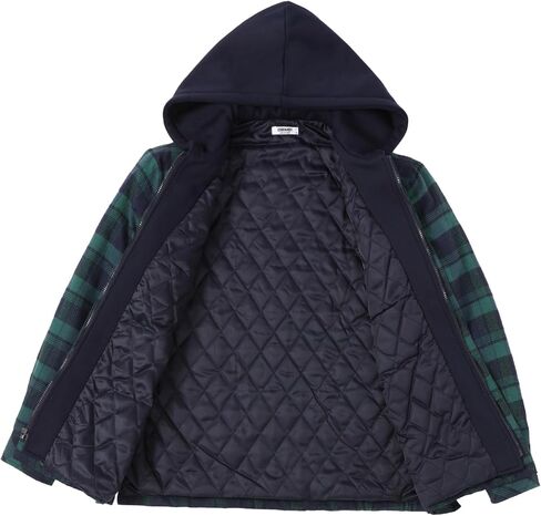COOFANDY Men's Flannel Shirt Jacket Warm Quilted Lined Hooded Long Sleeve Plaid Shirt Jackets in Saudi Arabia
