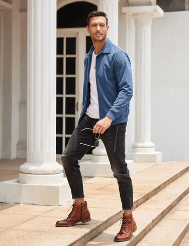 سترة رجالية كاجوال من COOFANDY خفيفة الوزن بسحاب وسترة كلاسيكية بياقة منفوخة in Kuwait