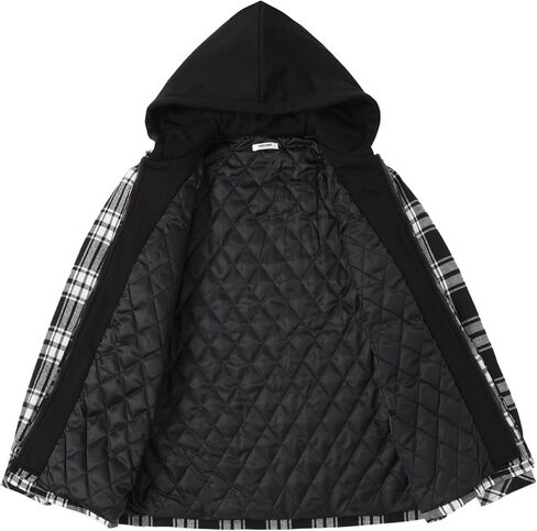 سترة قميص من الفلانيل للرجال من COOFANDY، مبطنة دافئة، بقلنسوة، وأكمام طويلة، سترات قميص منقوشة in Kuwait