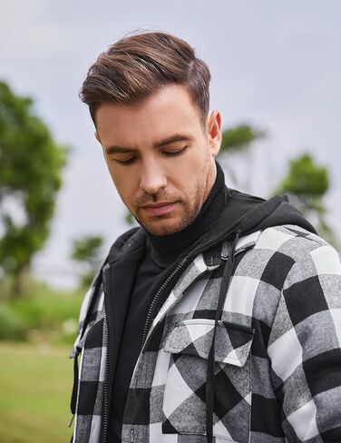 سترة قميص من الفلانيل للرجال من COOFANDY، مبطنة دافئة، بقلنسوة، وأكمام طويلة، سترات قميص منقوشة in Kuwait