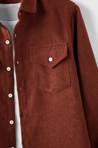 JMIERR Men's Corduroy Button Down Shirts Casual Long Sleeve Shacket Jacket with Flap Pockets in Saudi Arabia