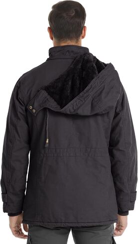 Men's Winter Jacket Military Jacket Fleece Lined Warm Cargo Jackets Removable Hood Cotton Work Coat in Saudi Arabia