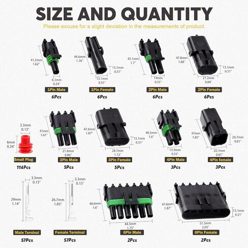 272 قطعة (22 مجموعة) 1 2 3 4 6 دبوس ذكر وأنثى مقاوم للماء سلك كهربائي للسيارة موصل محطات التوصيل مجموعة متنوعة للسيارات دراجة نارية سكوتر شاحنة قوارب شرارة موصل التوصيل in Kuwait