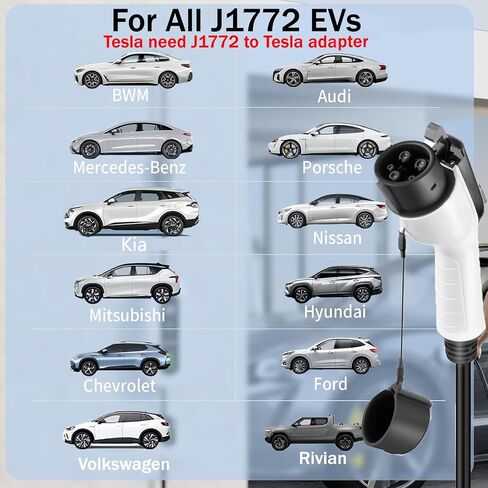 Level 1+2 EV Charger, 16 Amp 120V or 240V, Portable Electric Vehicle Charger with 21Ft Charging Cable NEMA 6-20 Plug,Plug-in Home EV Charging Station for SAE J1772 EVs(Tesla Need Adapter) in Saudi Arabia