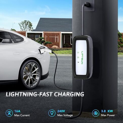 Level 1+2 EV Charger, 16 Amp 120V or 240V, Portable Electric Vehicle Charger with 21Ft Charging Cable NEMA 6-20 Plug,Plug-in Home EV Charging Station for SAE J1772 EVs(Tesla Need Adapter) in Saudi Arabia