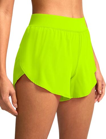 Soothfeel High Waisted Athletic Running Shorts for Women Dolphin Shorts High Split Quick Dry Gym Workout Shorts with Liner in Kuwait
