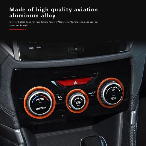 Auovo AC مقبض التحكم في المناخ الحلقة الخارجية يغطي الملحقات لسوبارو Crosstrek 2018-2022 2023 / Impreza 2017-2023 / Forester 2019-2024 زخرفة التحكم في مفتاح تكييف الهواء الداخلي (ذهبي) in Kuwait