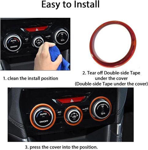 Auovo AC مقبض التحكم في المناخ الحلقة الخارجية يغطي الملحقات لسوبارو Crosstrek 2018-2022 2023 / Impreza 2017-2023 / Forester 2019-2024 زخرفة التحكم في مفتاح تكييف الهواء الداخلي (ذهبي) in Kuwait