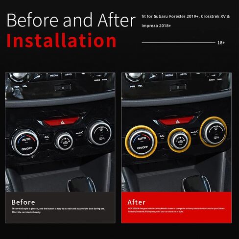 Auovo AC مقبض التحكم في المناخ الحلقة الخارجية يغطي الملحقات لسوبارو Crosstrek 2018-2022 2023 / Impreza 2017-2023 / Forester 2019-2024 زخرفة التحكم في مفتاح تكييف الهواء الداخلي (ذهبي) in Kuwait