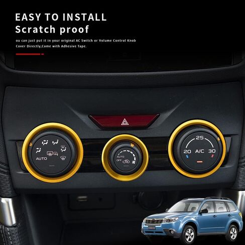 Auovo AC مقبض التحكم في المناخ الحلقة الخارجية يغطي الملحقات لسوبارو Crosstrek 2018-2022 2023 / Impreza 2017-2023 / Forester 2019-2024 زخرفة التحكم في مفتاح تكييف الهواء الداخلي (ذهبي) in Kuwait