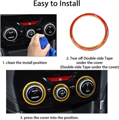 Auovo AC مقبض التحكم في المناخ الحلقة الخارجية يغطي الملحقات لسوبارو Crosstrek 2018-2022 2023 / Impreza 2017-2023 / Forester 2019-2024 زخرفة التحكم في مفتاح تكييف الهواء الداخلي (ذهبي) in Kuwait