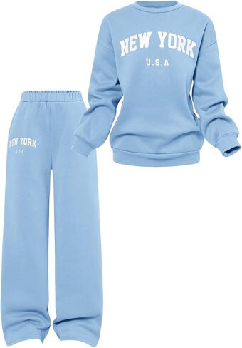 SOLY HUX Girl's Sweatsuit Letter Graphic Crewneck Sweatshirt Casual Sweatpants Sets 2 Piece Outfit in Saudi Arabia