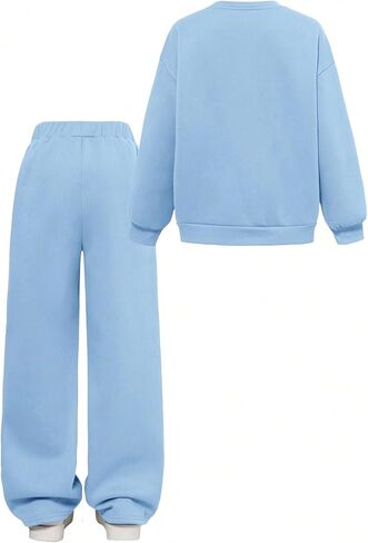 SOLY HUX Girl's Sweatsuit Letter Graphic Crewneck Sweatshirt Casual Sweatpants Sets 2 Piece Outfit in Saudi Arabia