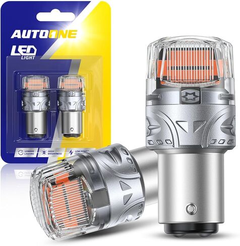 لمبة LED 1157 مطورة من AUTOONE باللون الأحمر، 500% فائقة السطوع و6000 ك، 2057 2357 7528 BAY15D استبدال LED مع جهاز عرض لإشارة إيقاف الفرامل الخلفية، ضوء وقوف السيارات الجانبي، حزمة من 2 in Kuwait