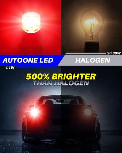 لمبة LED 1157 مطورة من AUTOONE باللون الأحمر، 500% فائقة السطوع و6000 ك، 2057 2357 7528 BAY15D استبدال LED مع جهاز عرض لإشارة إيقاف الفرامل الخلفية، ضوء وقوف السيارات الجانبي، حزمة من 2 in Kuwait