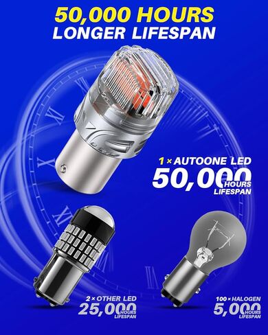 لمبة LED 1157 مطورة من AUTOONE باللون الأحمر، 500% فائقة السطوع و6000 ك، 2057 2357 7528 BAY15D استبدال LED مع جهاز عرض لإشارة إيقاف الفرامل الخلفية، ضوء وقوف السيارات الجانبي، حزمة من 2 in Kuwait