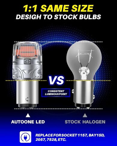 لمبة LED 1157 مطورة من AUTOONE باللون الأحمر، 500% فائقة السطوع و6000 ك، 2057 2357 7528 BAY15D استبدال LED مع جهاز عرض لإشارة إيقاف الفرامل الخلفية، ضوء وقوف السيارات الجانبي، حزمة من 2 in Kuwait