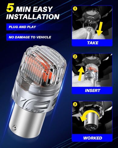 لمبة LED 1157 مطورة من AUTOONE باللون الأحمر، 500% فائقة السطوع و6000 ك، 2057 2357 7528 BAY15D استبدال LED مع جهاز عرض لإشارة إيقاف الفرامل الخلفية، ضوء وقوف السيارات الجانبي، حزمة من 2 in Kuwait