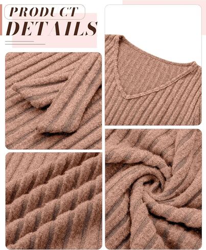 Ficerd Women's Maternity Shirts, Long Sleeve Pregnancy Tops Casual V Neck Brushed Ribbed Knit Tunic Blouses Pregnant Clothes in Saudi Arabia