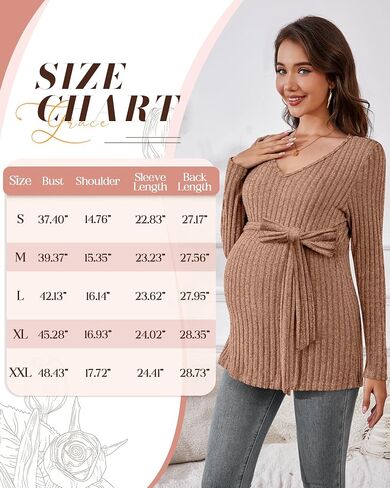 Ficerd Women's Maternity Shirts, Long Sleeve Pregnancy Tops Casual V Neck Brushed Ribbed Knit Tunic Blouses Pregnant Clothes in Saudi Arabia