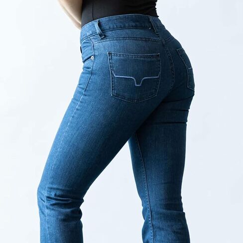 بنطلون جينز نسائي من Kimes Ranch كاجوال من Lola بخصر متوسط ​​الارتفاع وواسع وواسع الساق ومزيج ثلاثي من قماش الدنيم الأزرق in Kuwait