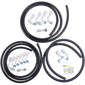 A/C Air Conditioning Ext Hose Kit,Oil Tube, HoseUniversal Length Hoses 6 8 10 Fittings Kit A/C Refrigerant Discharge/Suction