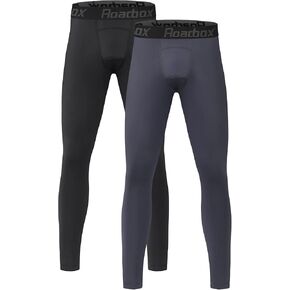 Roadbox 2 Pack Boys Compression Pants Base Layer Underwear Youth Quick Dry Spandex Tights Leggings for Running Football