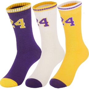 3 Pairs Basketball Socks for Boys and Girls,Athletic Running Breathable Socks Cushion Youth Sports Socks Gifts for Kids 6-14 (One Size, 3Pairs KB #24)