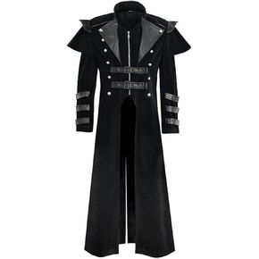 Oiefeen Men's Gothic Hooded Jacket Men's Punk Fashion Long Windbreaker Cape