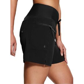 Women's 5"/9" High Waisted Swim Board Shorts Quick Dry UPF 50+ Womens Swim Trunks Bottoms with Liner Zipper Pockets