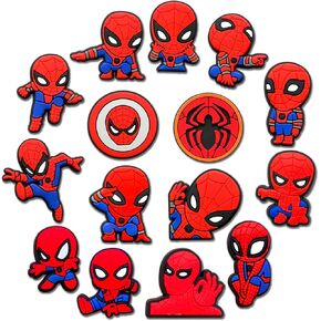 Lovelitlesix 15Pcs Superhero Shoe Charms for Sandals Decoration for Adults Party
