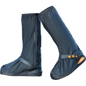 Waterproof Shoe Covers, Thickened Rain Boot Shoe Cover Reusable & Foldable Non-Slip with Reflector for Men Women