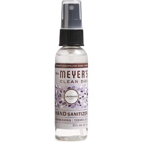 MRS. MEYER'S CLEAN DAY Antibacterial Hand Sanitizer Spray, Travel Size, Removes 99.9% of Bacteria, Lavender, 2 oz - Pack of 4