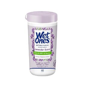 Wet Ones Antibacterial Hand Wipes, Lavender Wipes | Antibacterial Wipes, Moisturizing Wipes | 40 ct. Canister