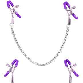 Body Clamps with Chain Necklace Adjustable Pressure Body Clip Stainless Steel Body Ring Clamps Clips Non Piercing Faux Body Jewelry Suitable for Variety Carnival Scenes Body Jewelry